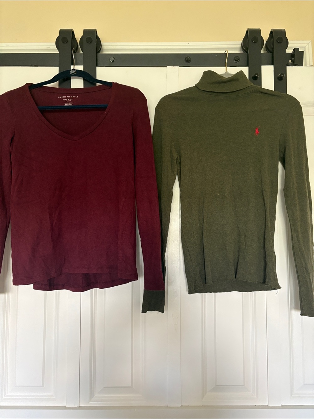 American Eagle Outfitters V-Neck Sweater Top - Burgundy and Ralph Lauren turtlen